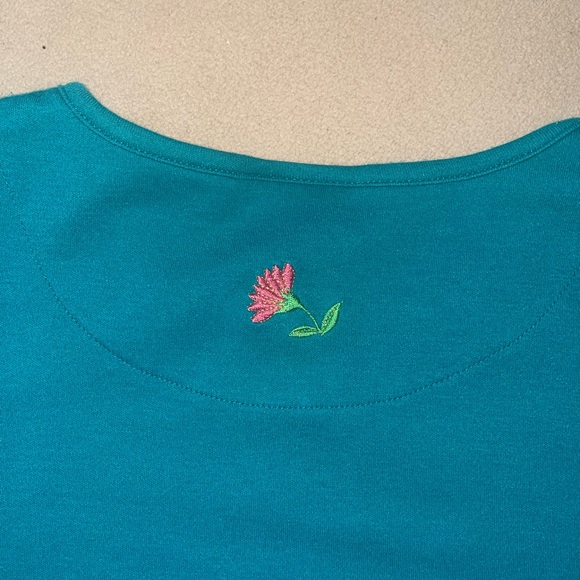 Breckenridge Blue Short Sleeve Tee with garden Love Motif size XL vintage - Picture 7 of 7